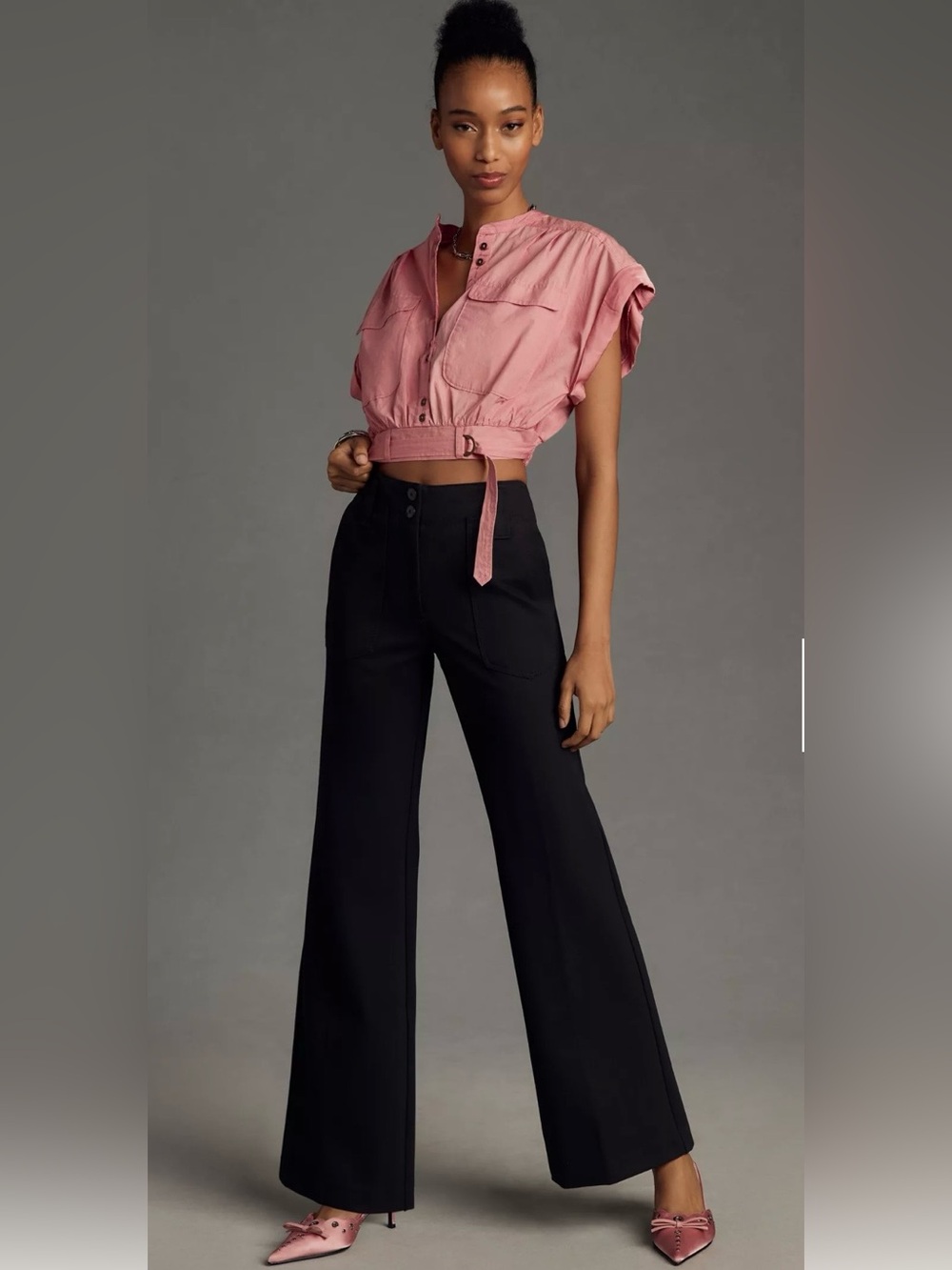 Maeve The Naomi Ponte Wide Leg Flare Black Pants Work Office. Size 4.